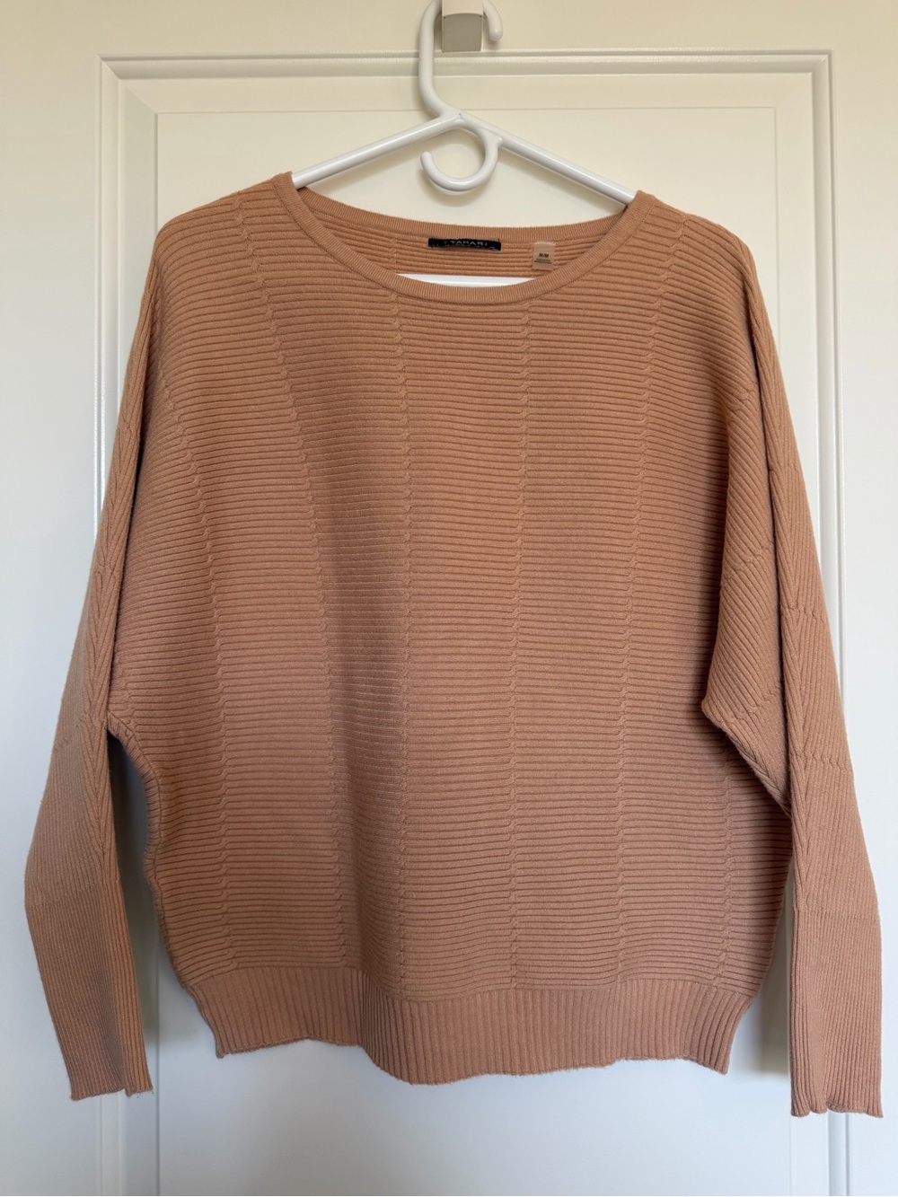 T Tahari Ribbed Crewneck Sweater - Dusty Peach